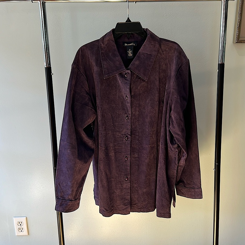 Amazing 90s-era purple leather shirt/jacket